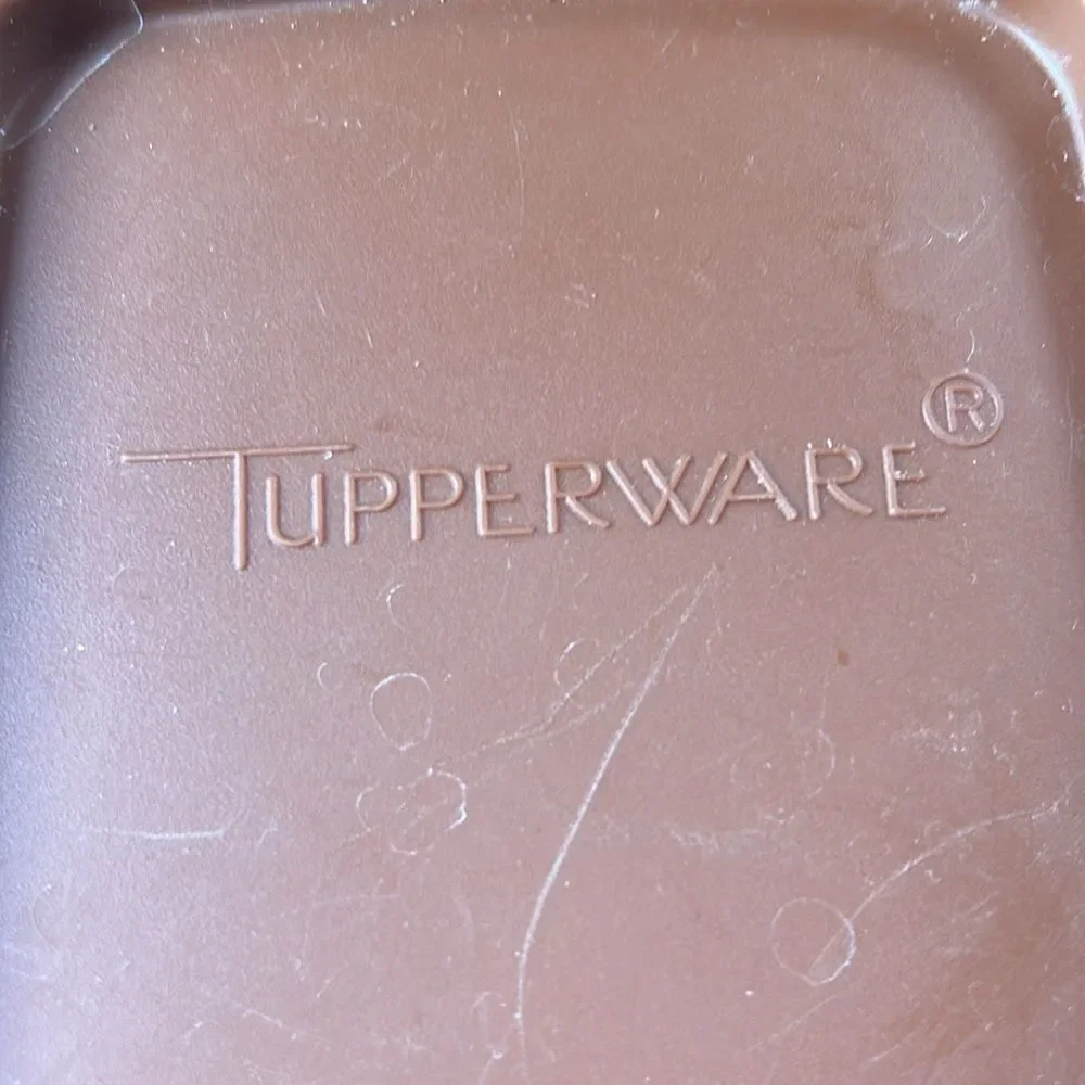 Tupperware Vintage Brown and White Storage Container